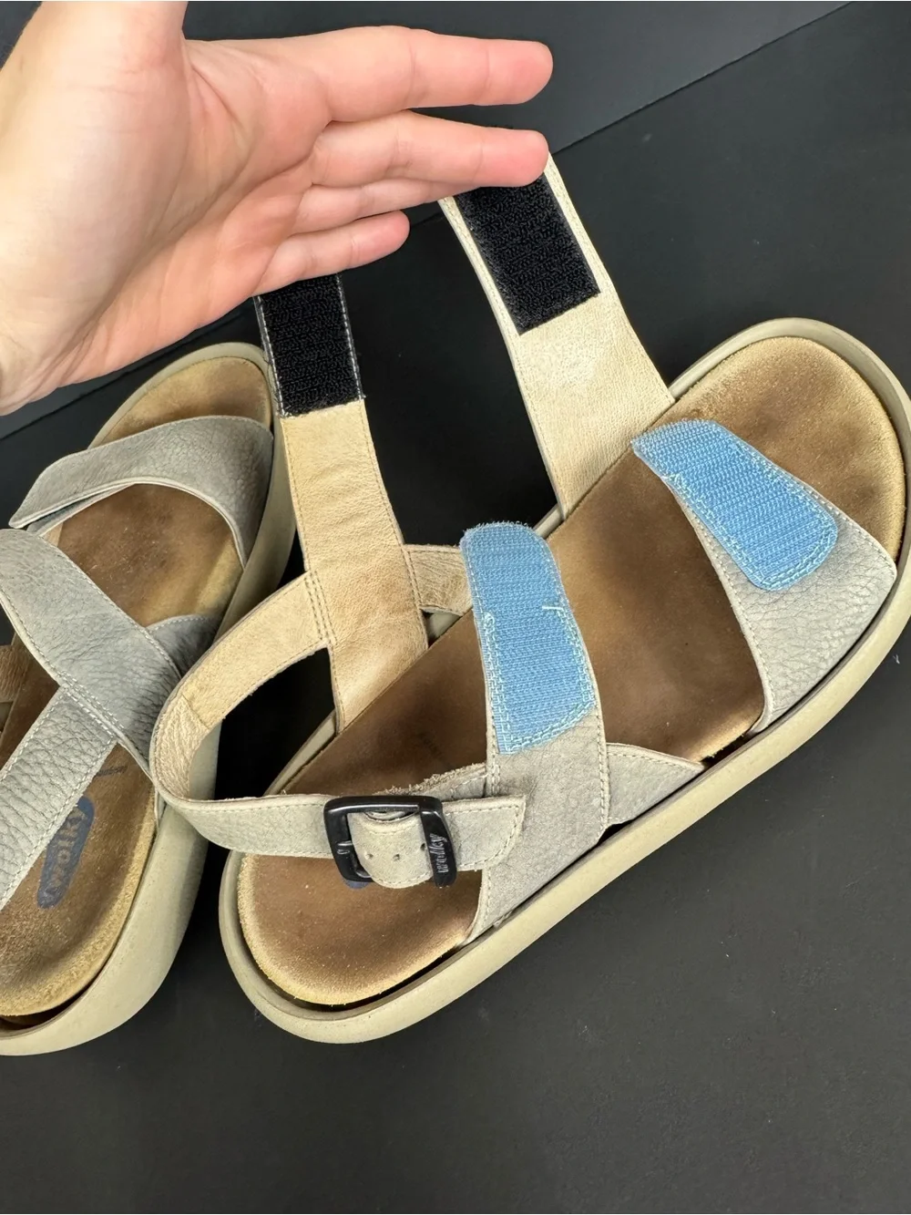 Wolky strap Women's Comfort Brown Leather Sandals wide footbed